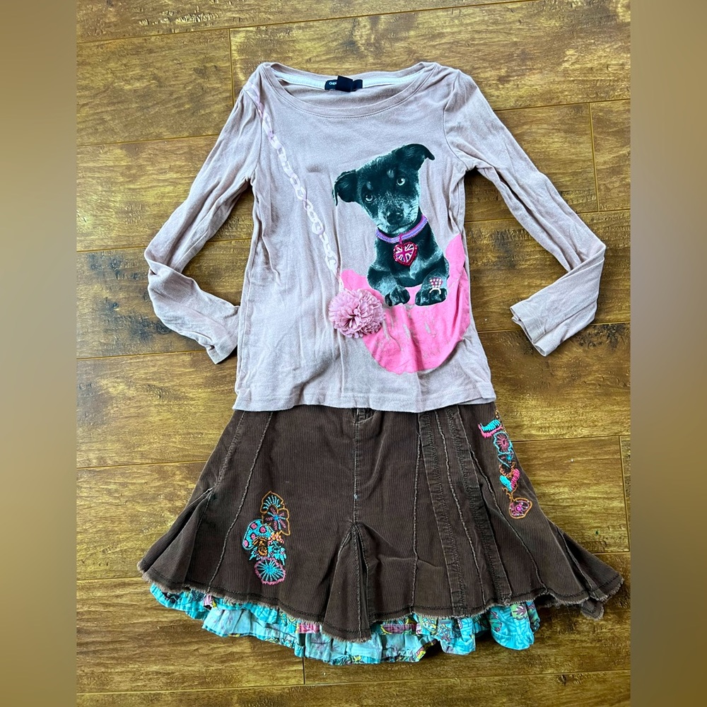 Boutique Pampolino boho skirt and Gap dust pink top 2 pc. Set size 4/5